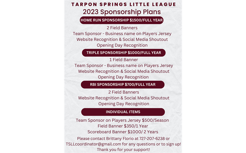 Sponsors Needed! 