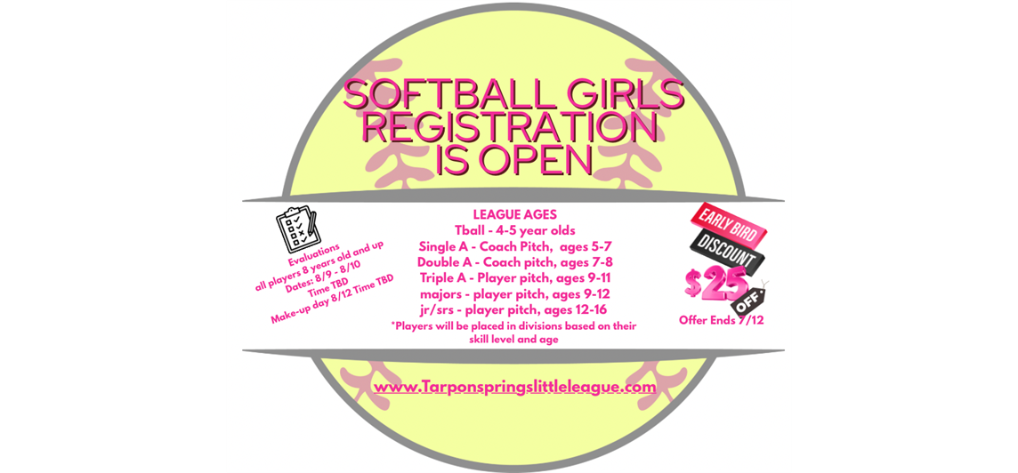 SOFTBALL GIRLS - Registration is OPEN!!
