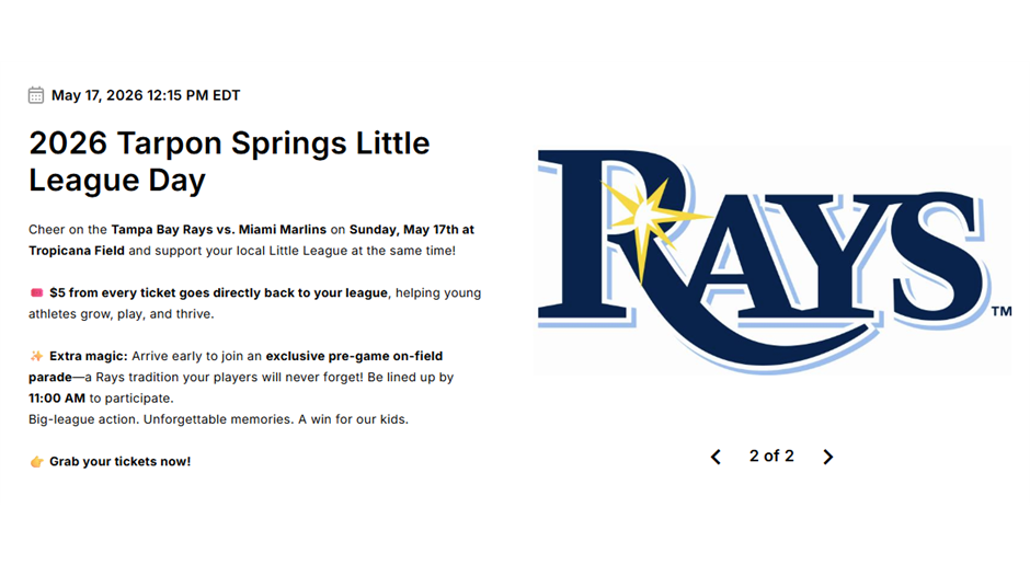 2026 Tarpon Springs Little League Day